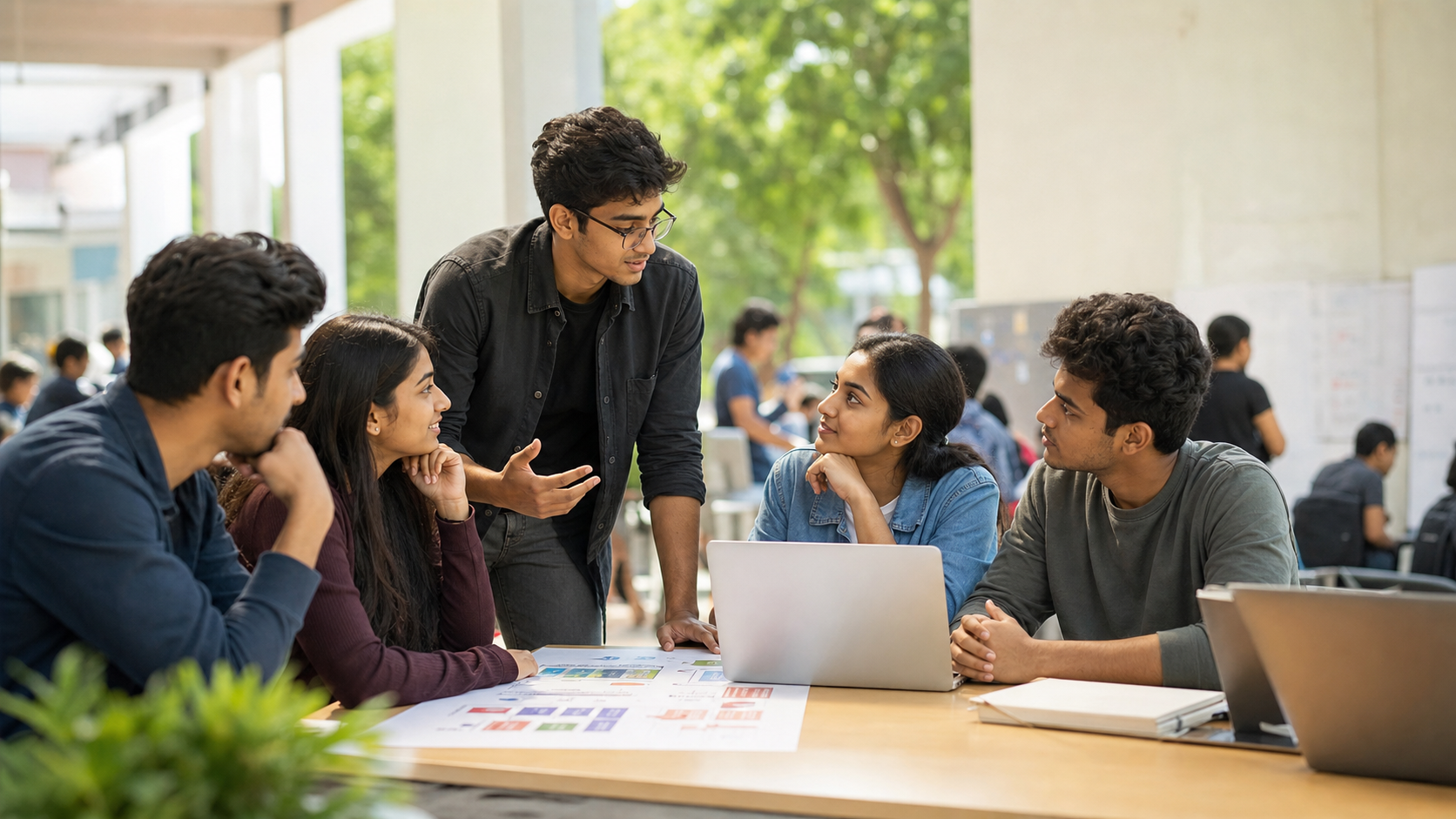 Indian youth collaborating in a campus cyber safety volunteer network